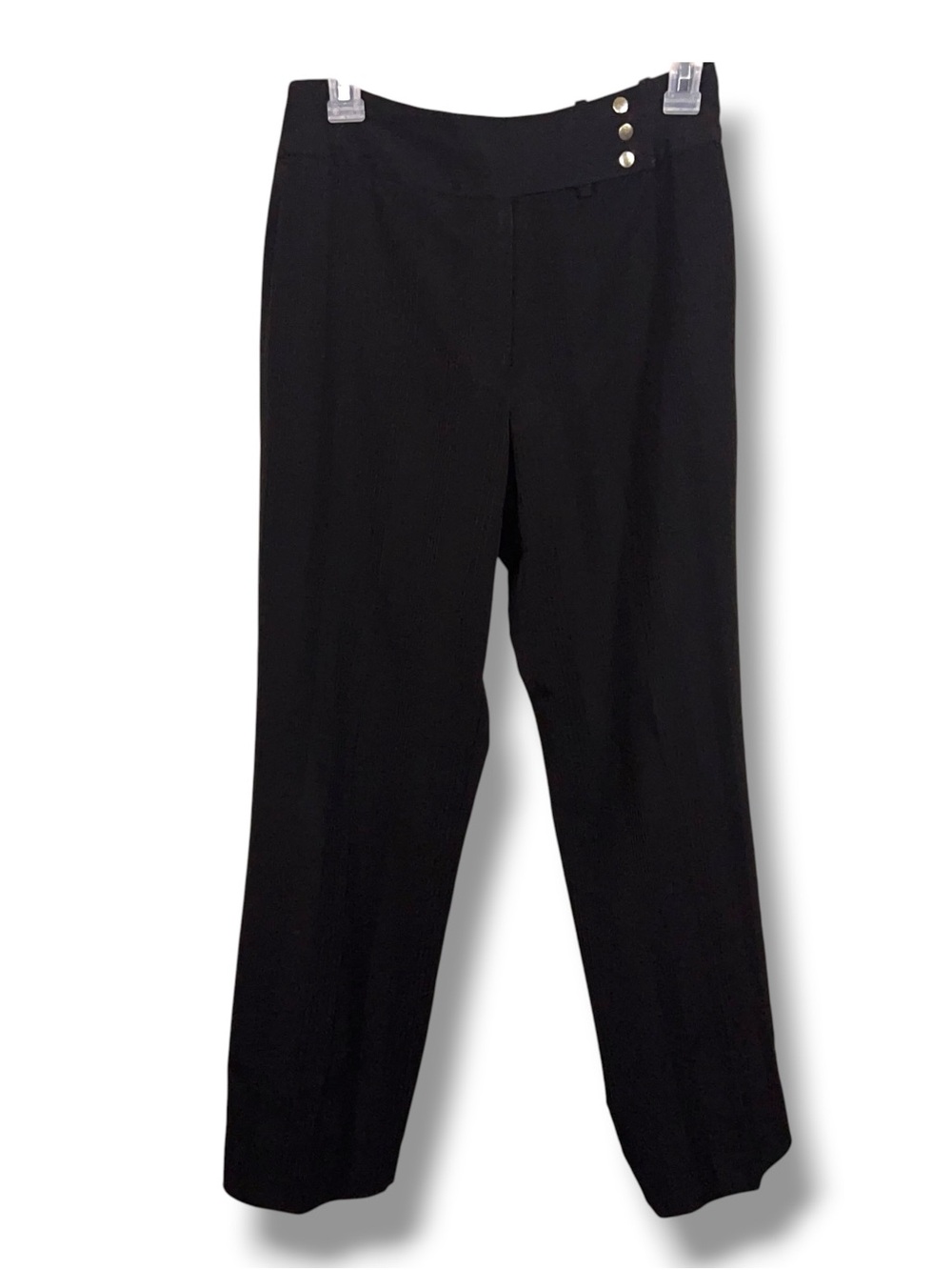 Size 4 Larry Levine Black Straight Leg Pants Stretch Classic Neutral Trousers